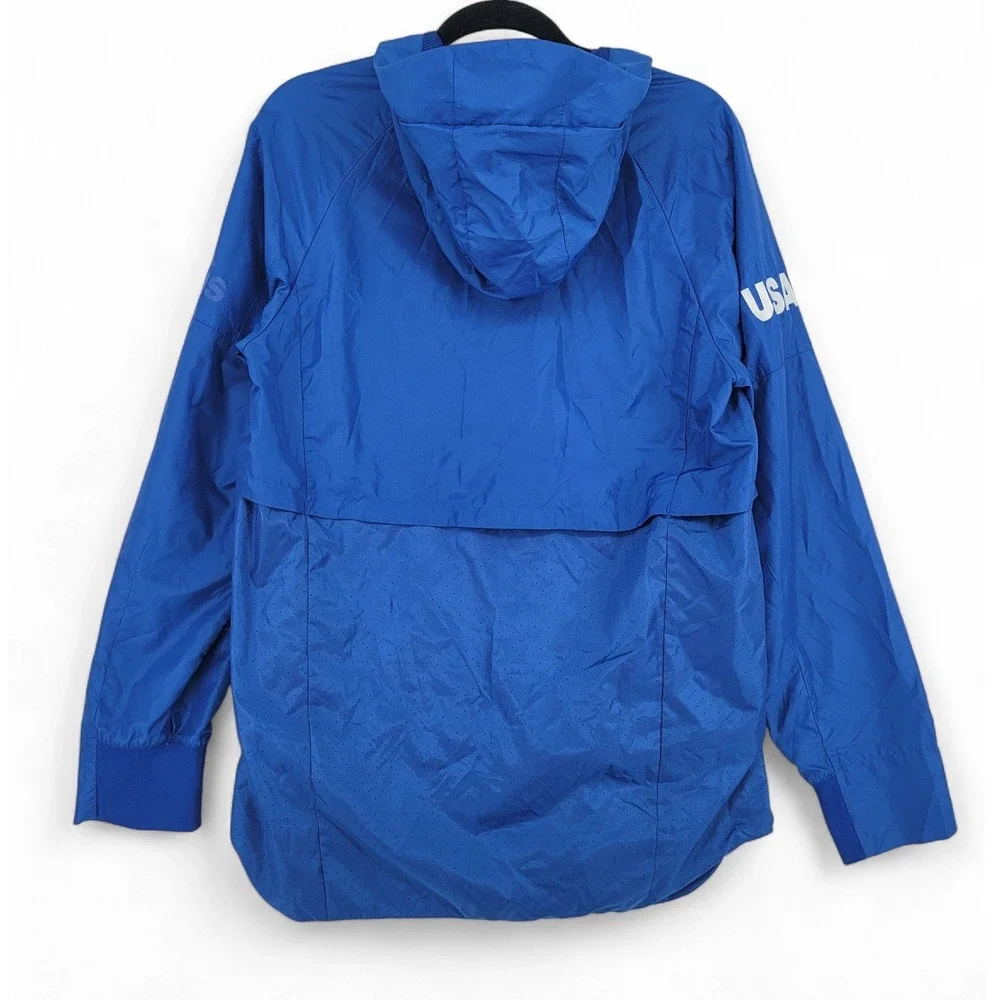 Adidas USA Windbreaker Jacket M Blue Half Zip Hooded Team USA Olympic EUC Size S